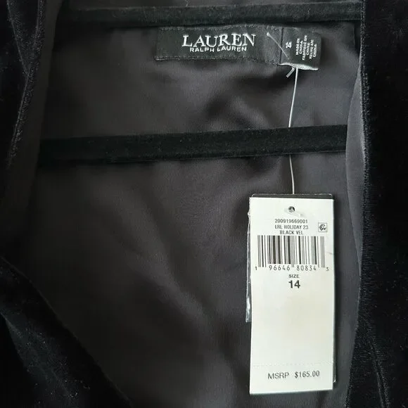 Lauren Ralph Lauren Blouse Womens 14 Velvet Velour Top Surplice V Neck Pleated